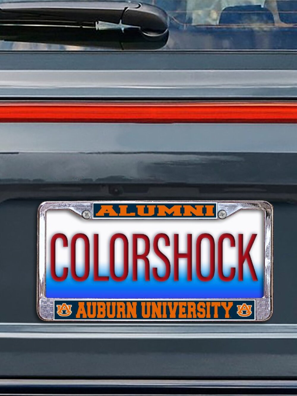 Auburn University on Blue Background Alumni Metal License Plate Frame